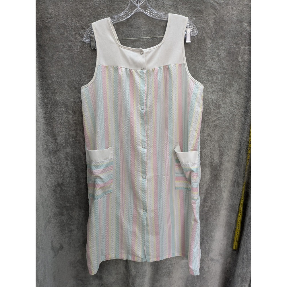 Sleeveless Mumu Women's‎ Medium Vintage House Dress Pockets Striped Casual